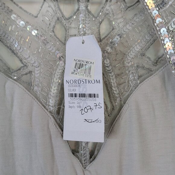 ASOS Edition Silver Sequin Open Back Gown NWT Size 12 Formal Dress - Picture 5 of 16